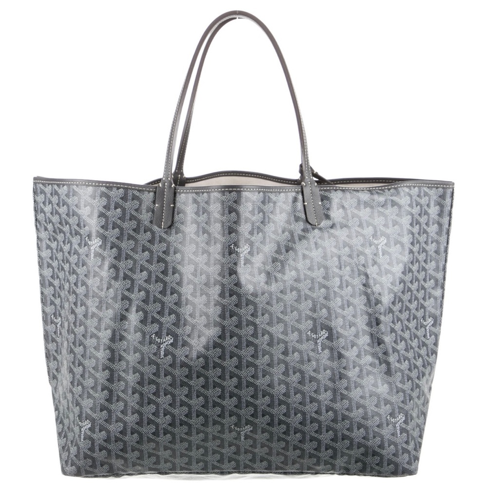 GOYARD St Louis GM Goyardine Canvas and Leather Shoulder Tote Bag - Gray